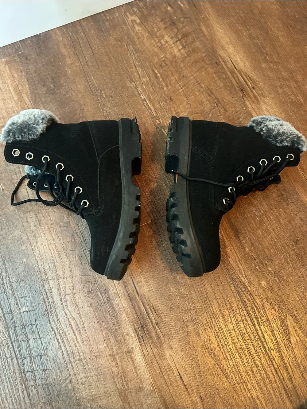 Lugz Empire Hi Fur Black Winter Boots Big Kid Size 4